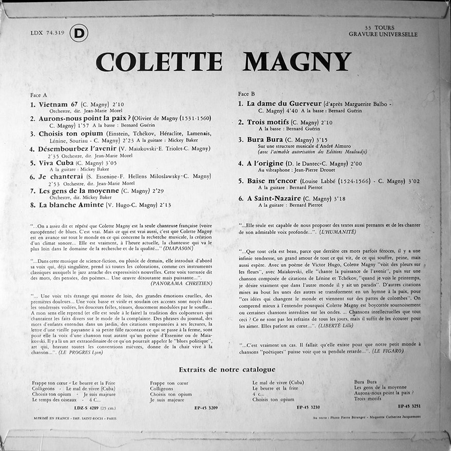 pochette du disque vinyle Vietnam 67 verso