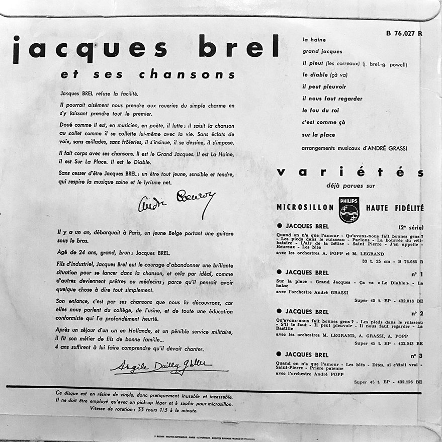 pochette du disque vinyle la haine verso