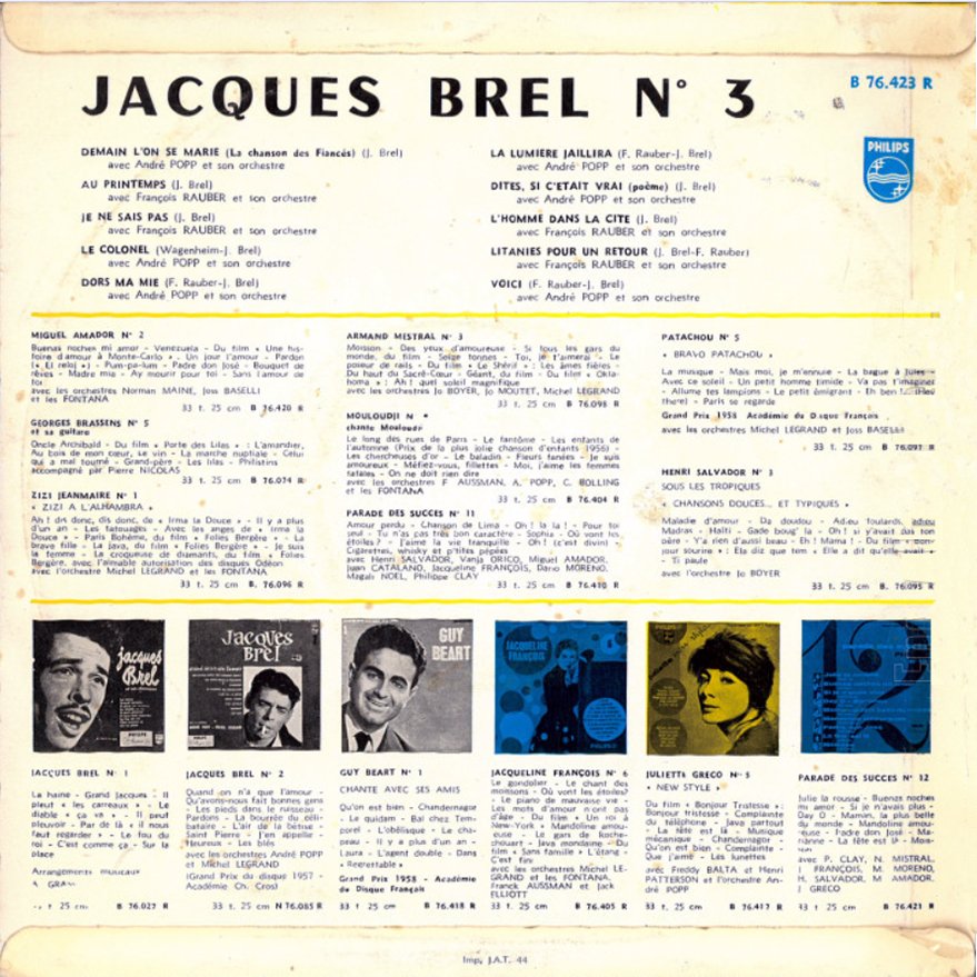 pochette du disque vinyle demain l'on se marie verso