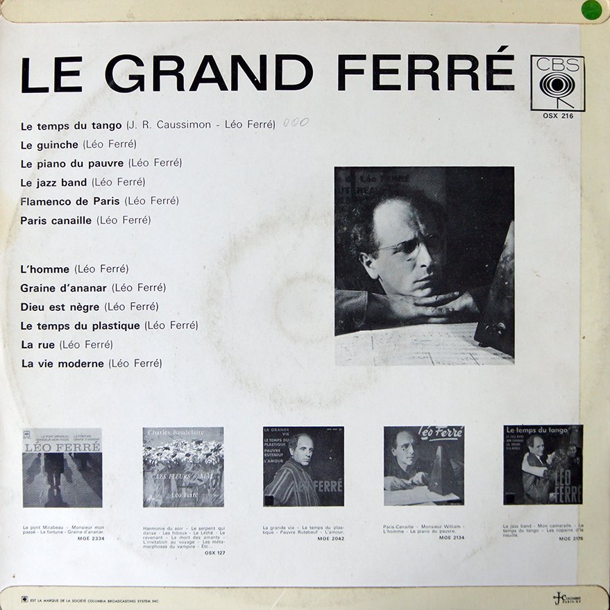 pochette du disque vinyle le grand ferré verso