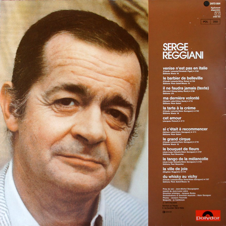 pochette du disque vinyle reggiani 77 verso